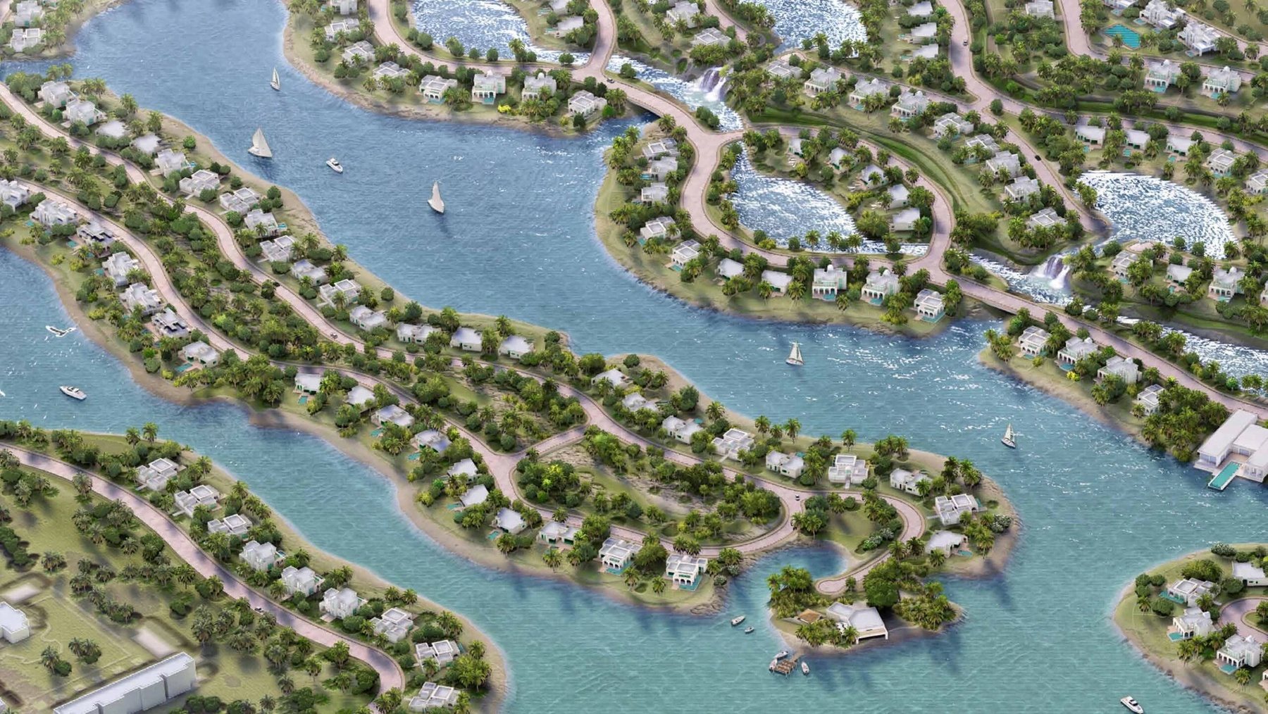 Amazi Rise district — hillside homes above the lagoon